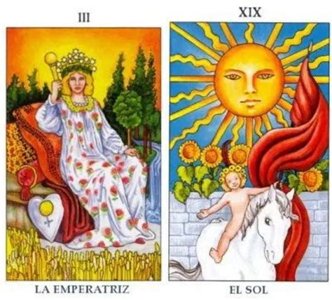 El poder de la emperatriz y el sol en el tarot:。